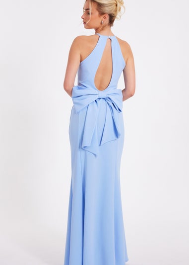 Quiz Blue Halter Neck Fishtail Maxi Dress
