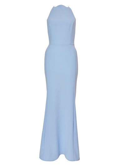 Quiz Blue Halter Neck Fishtail Maxi Dress