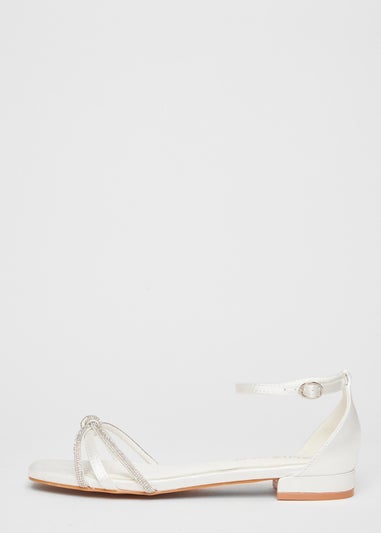 Quiz White Wide Fit Knot Front Sandals
