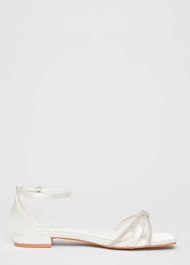 Quiz White Wide Fit Knot Front Sandals