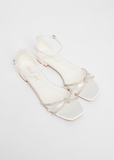 Quiz White Wide Fit Knot Front Sandals