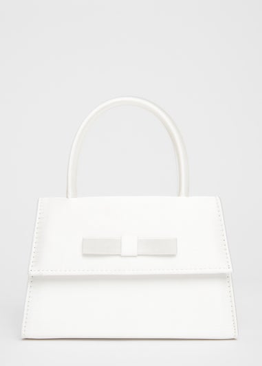 Quiz White Bridal Satin Top Handle Bag