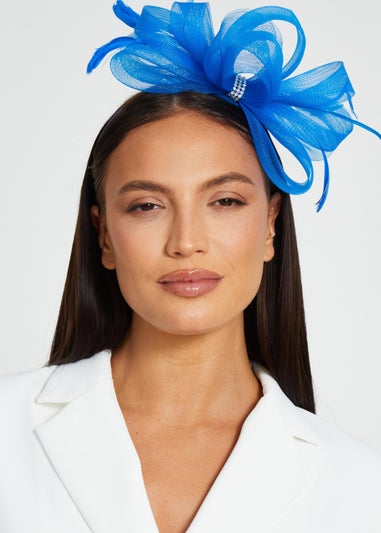 Quiz Blue Bow Diamante Headband Fascinator
