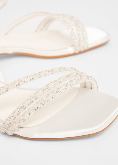 Quiz White Embellished Strappy Sandals