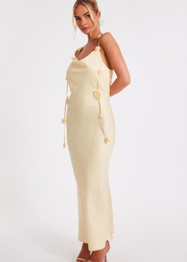 Quiz Yellow Satin Midaxi Dress