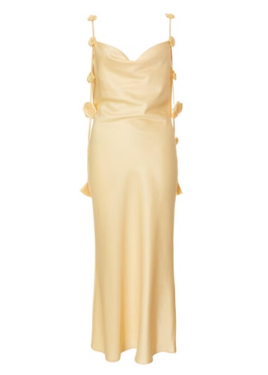 Quiz Yellow Satin Midaxi Dress
