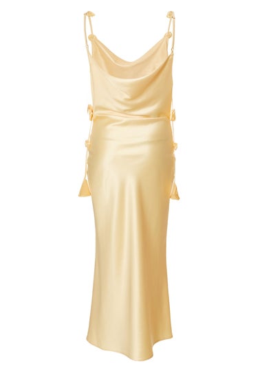 Quiz Yellow Satin Midaxi Dress