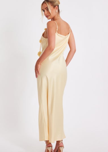 Quiz Yellow Satin Midaxi Dress