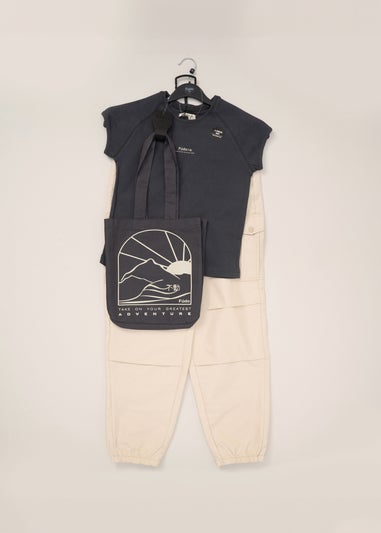 Fudo Beige T Shirt Trousers & Bag Outfit Set (2-10yrs)