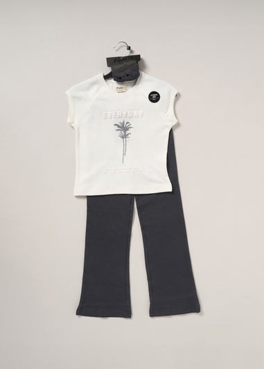 Fudo Dark Grey T Shirt Leggings & Headband Outfit Set (2-7yrs)