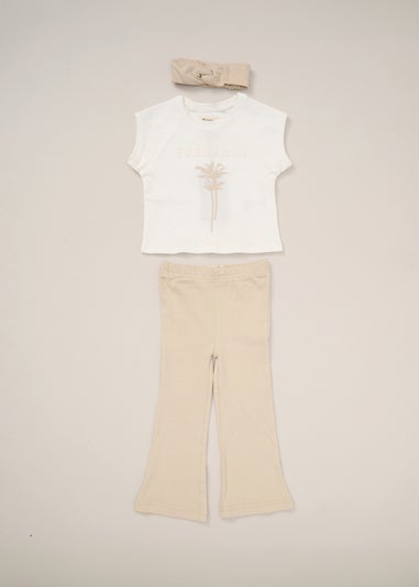 Fudo Beige T Shirt Leggings & Headband Outfit Set (2-7yrs)