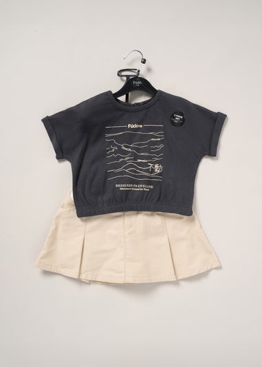 Fudo Dark Grey T Shirt Skirt & Belt Purse Outfit Set (2-7yrs)