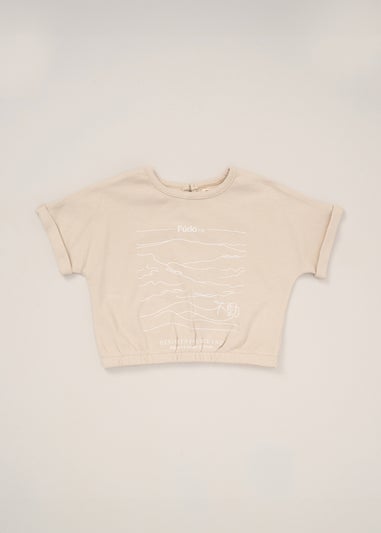 Fudo Beige T Shirt Skirt & Belt Purse Outfit Set (2-7yrs)
