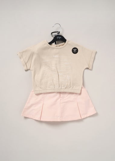 Fudo Beige T Shirt Skirt & Belt Purse Outfit Set (2-7yrs)