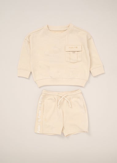 Fudo Beige Jumper & Shorts Outfit Set (12-24mnths)