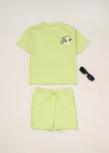 Fudo Green T Shirt Shorts & Sunglasses Outfit Set (12-24mnths)