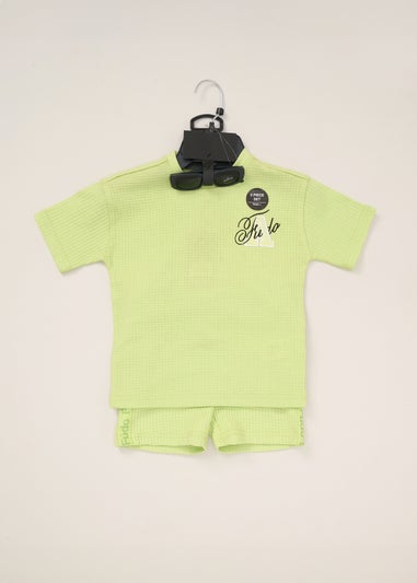 Fudo Green T Shirt Shorts & Sunglasses Outfit Set (12-24mnths)