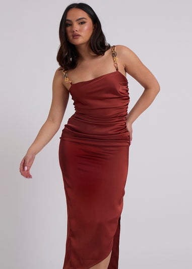 Urban Bliss Red  Satin Organic Chain Dress