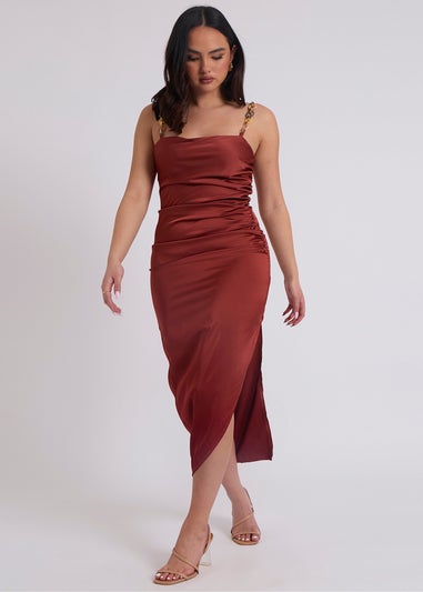 Urban Bliss Red  Satin Organic Chain Dress