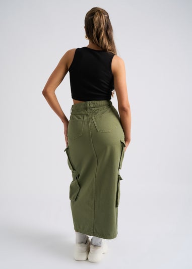 Urban Bliss Khaki Mid Cargo Maxi Skirt