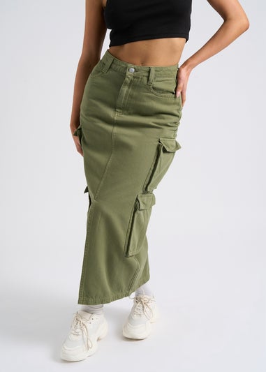 Urban Bliss Khaki Mid Cargo Maxi Skirt
