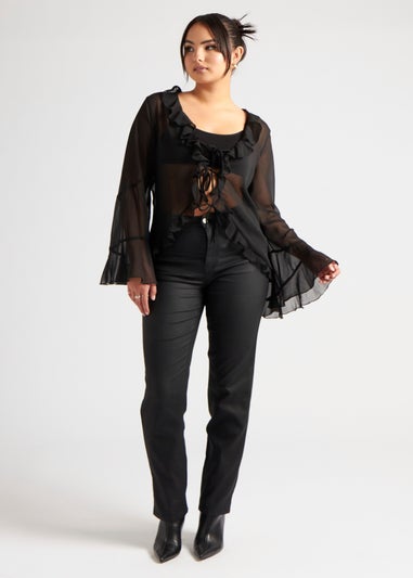 Urban Bliss Black Coated Straight Leg Jean