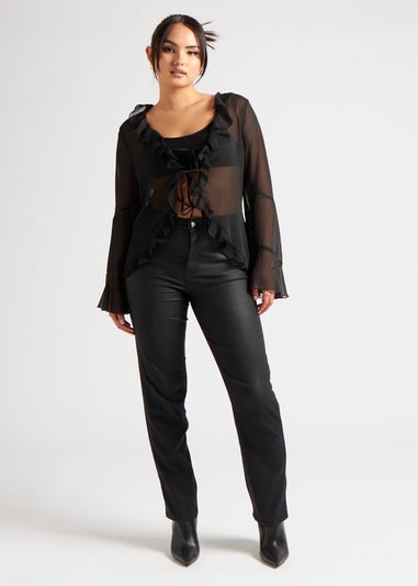 Urban Bliss Black Coated Straight Leg Jean