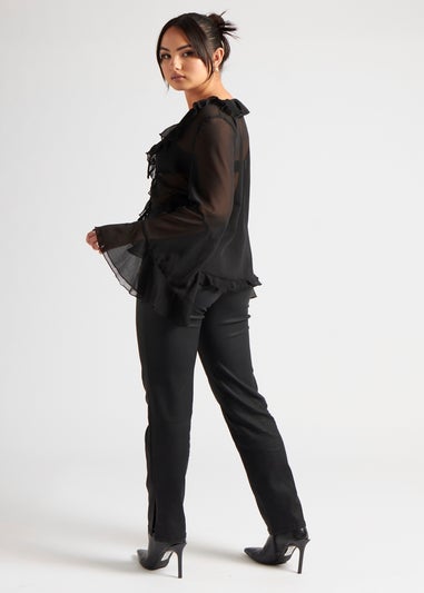 Urban Bliss Black Coated Straight Leg Jean