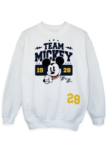 Disney Mickey Mouse Team Mickey Kids White Sweatshirt (3-13 Years)