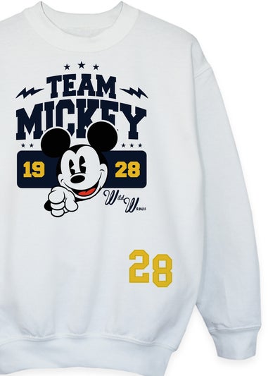Disney Mickey Mouse Team Mickey Kids White Sweatshirt (3-13 Years)