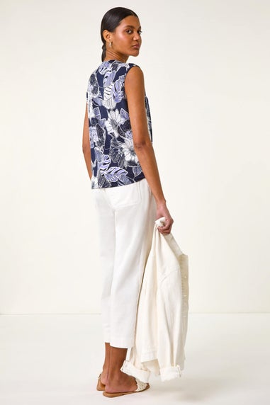 Roman Lilac Textured Floral Tie Blouse