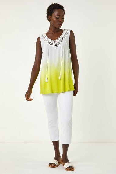 Roman Lime Cotton Lace Detail Ombre Vest Top