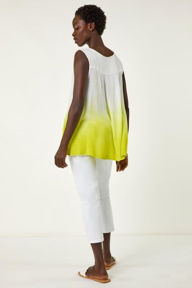 Roman Lime Cotton Lace Detail Ombre Vest Top