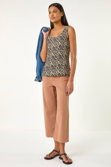 Roman Natural Animal Print Textured Vest Top