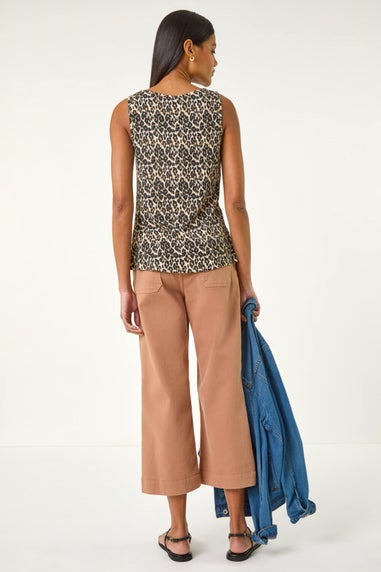 Roman Natural Animal Print Textured Vest Top