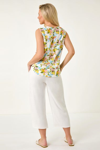 Roman Ivory Petite Floral Lemon Blouse