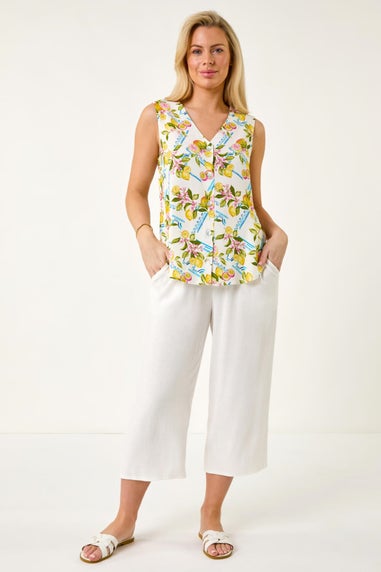 Roman Ivory Petite Floral Lemon Blouse