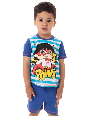Ryan's World White Striped Kids Shortie Pyjamas (2-8 Years)