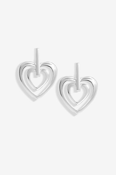 Mood Silver Polished Heart Doorknocker Earrings