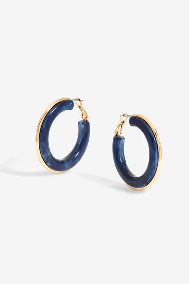 Mood Gold Blue Resin Large Hoops