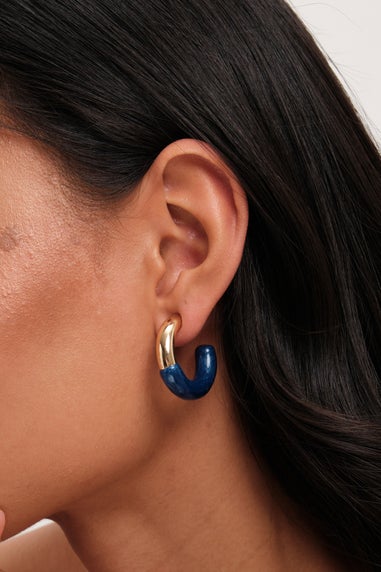 Mood Gold Blue Resin Large Hoops