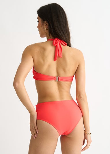 Gini London Orange Twist Front Halter Neck Bikini Top