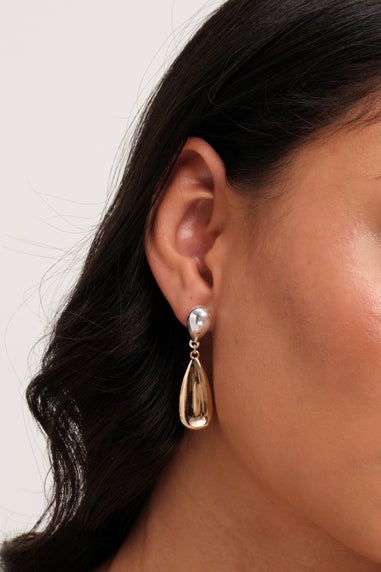 Jon Richard Two Tone Polished Drop Earrings