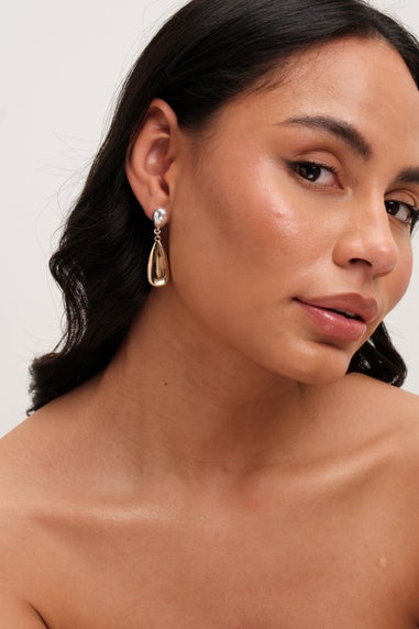 Jon Richard Two Tone Polished Drop Earrings