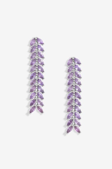 Jon Richard Silver Rhodium Plated Lavender Leaf Earrings