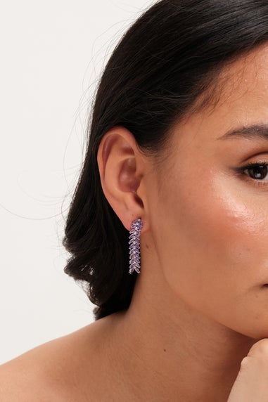 Jon Richard Silver Rhodium Plated Lavender Leaf Earrings