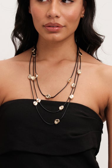 Mood Gold Nugget Multirow Cord Necklace