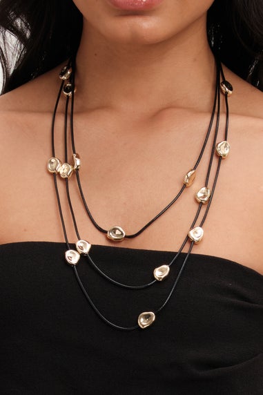 Mood Gold Nugget Multirow Cord Necklace