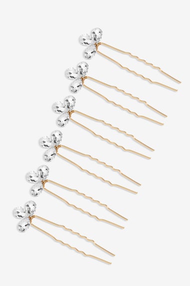 Jon Richard Gold Plated Crystal Leaf Hair Pins