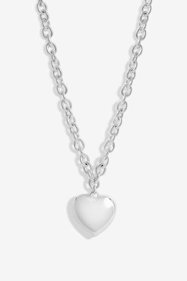 Mood Silver Polished Puffed Heart Double Chain Pendant Necklace
